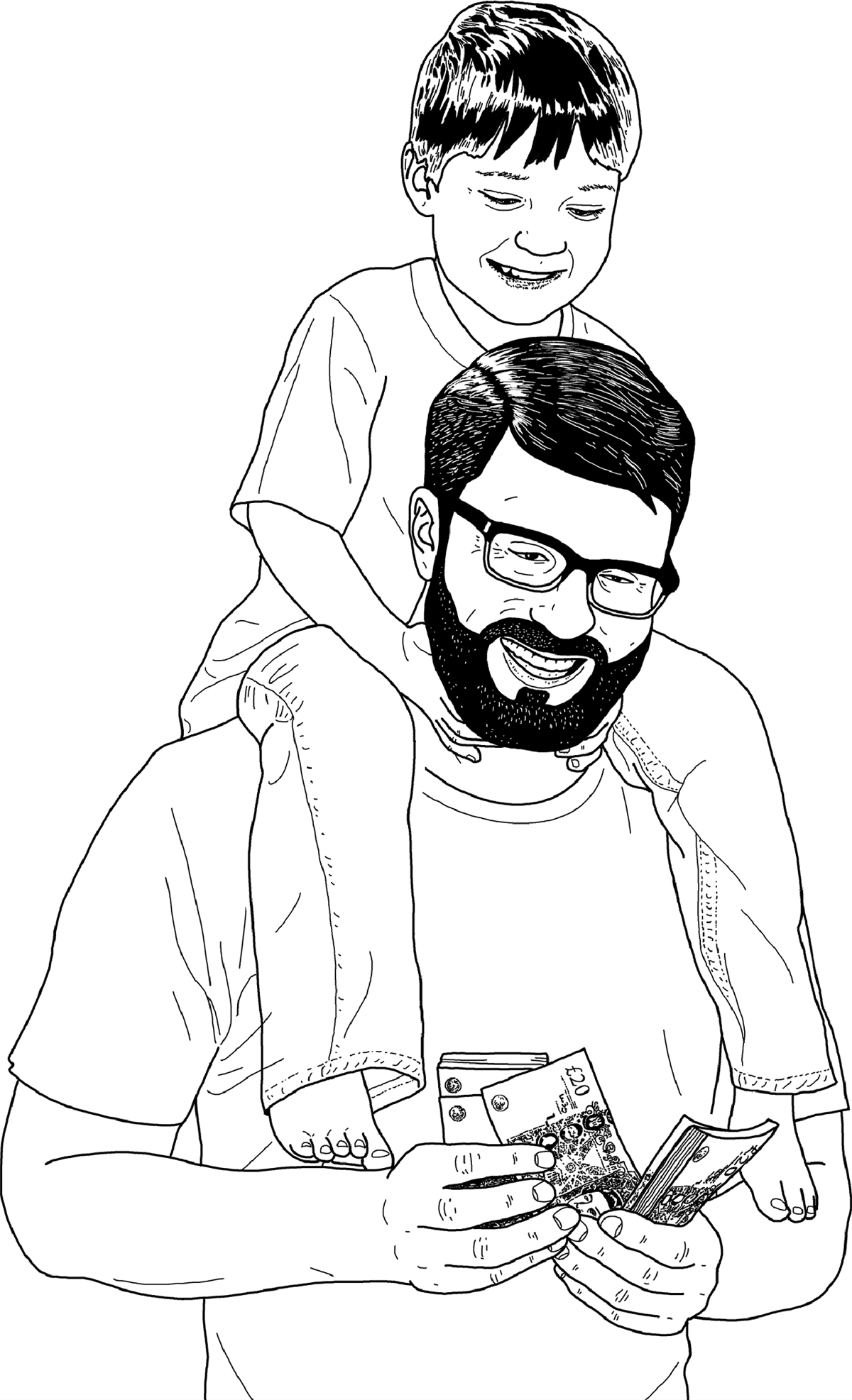 Father with his child on his shoulders