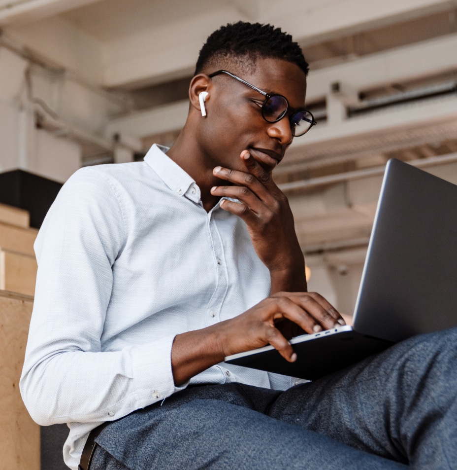 man working on laptop