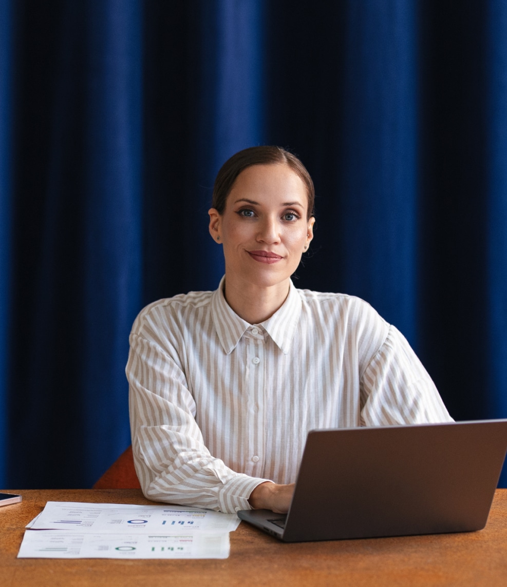 woman working on laptop